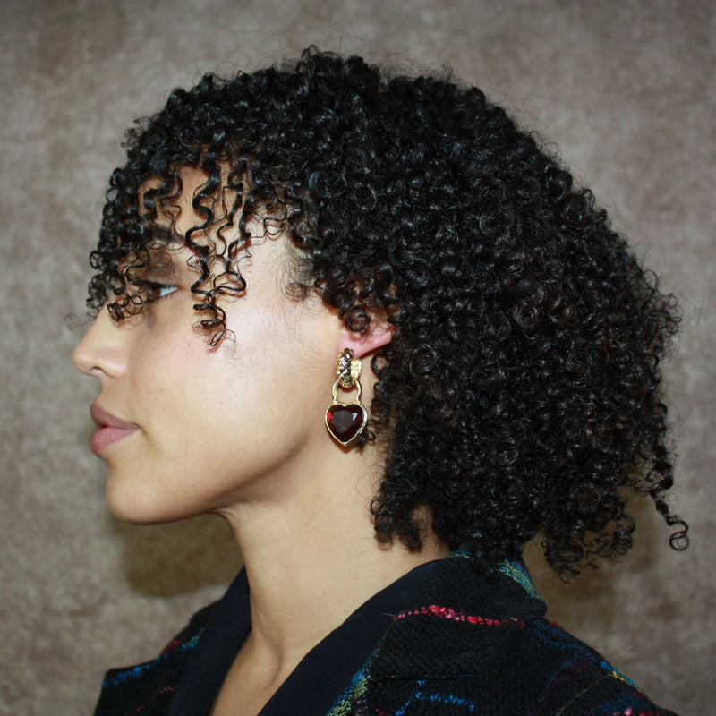 'Moonstruck' Heart Shaped Reversible Gold Plated Drop Earrings