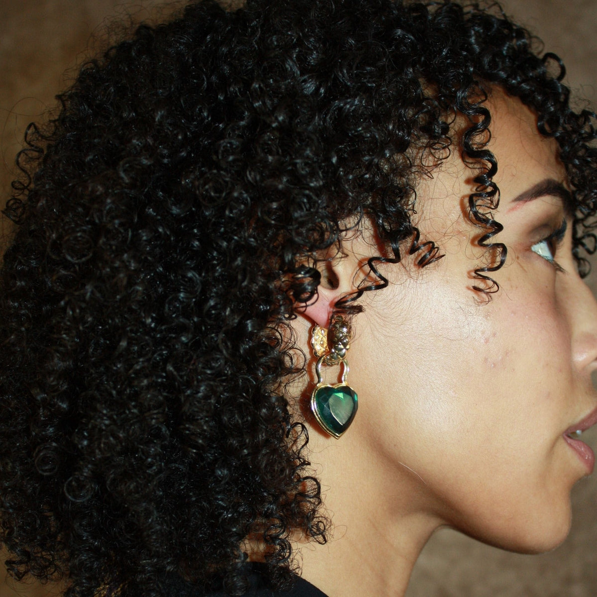 'Moonstruck' Heart Shaped Reversible Gold Plated Drop Earrings