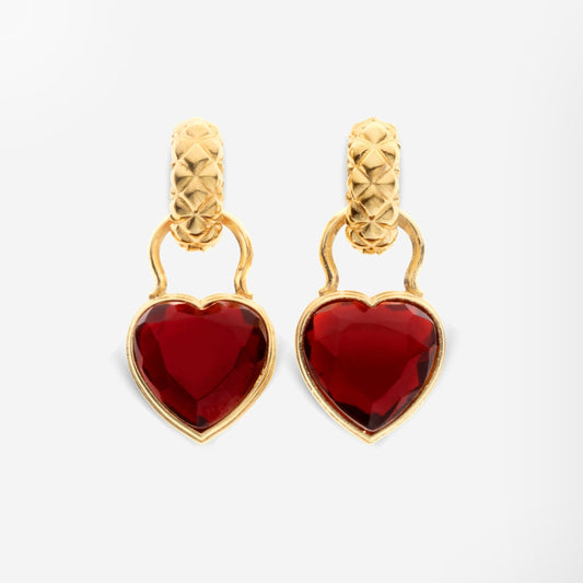 'Moonstruck' Heart Shaped Reversible Gold Plated Drop Earrings