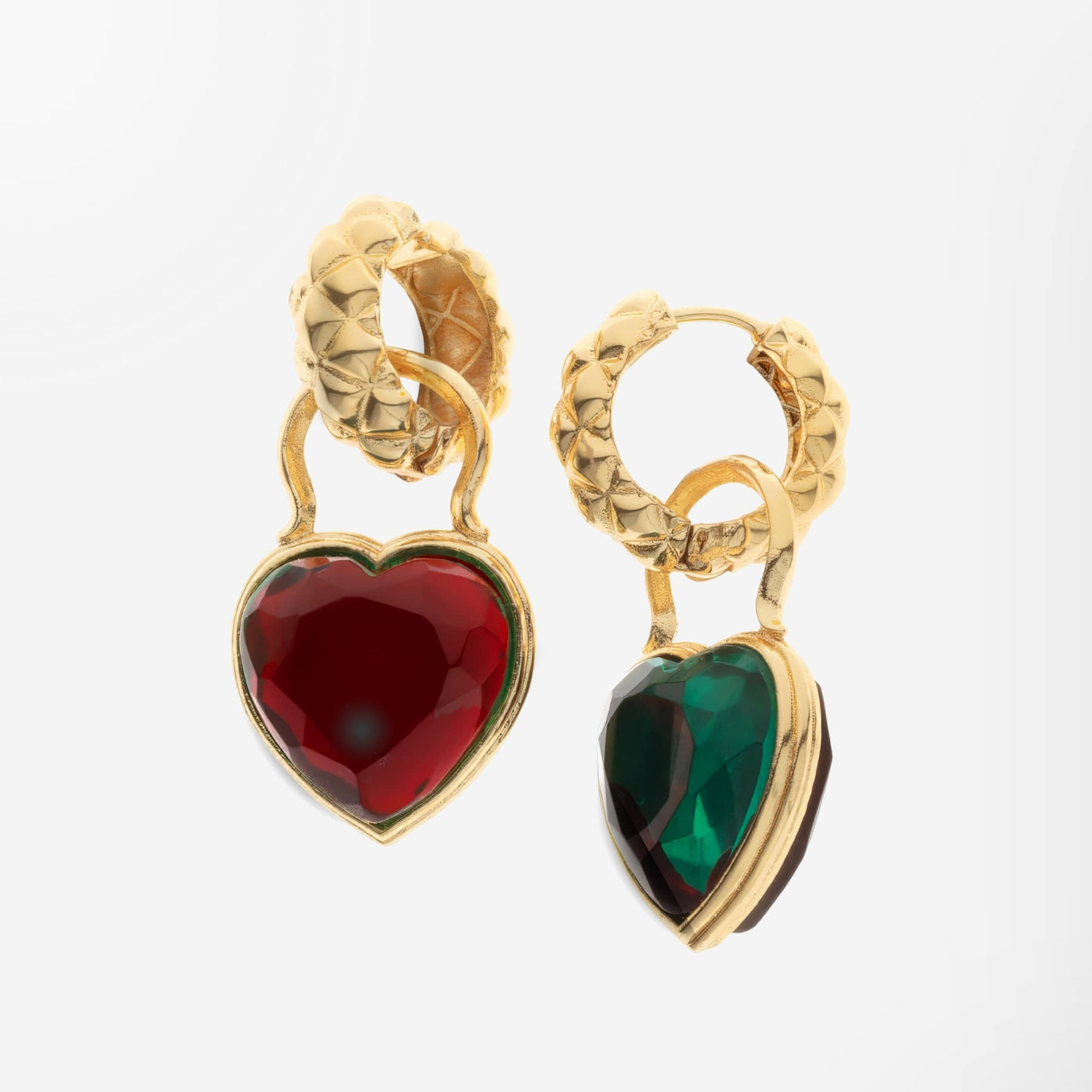 'Moonstruck' Heart Shaped Reversible Gold Plated Drop Earrings